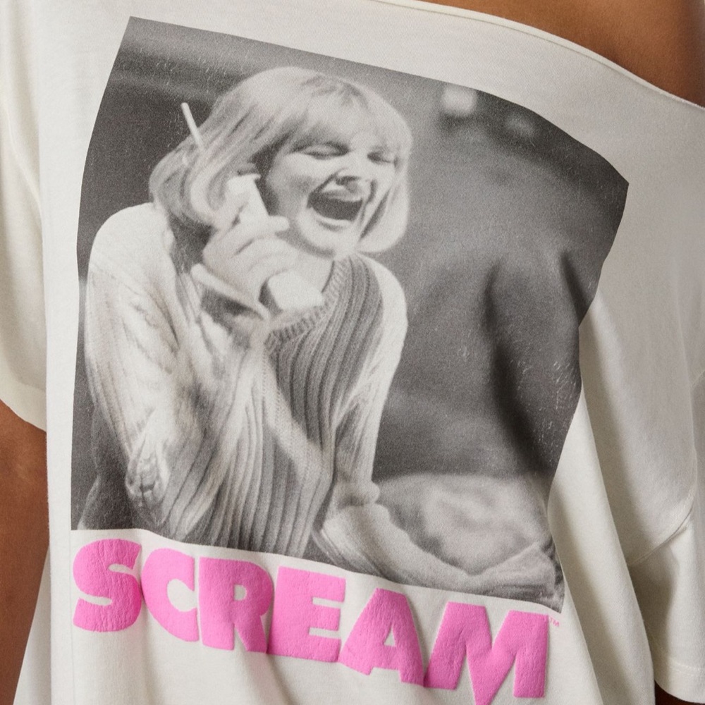 UO • Scream Graphic Off The Shoulder Tee Shirt Dress - Picture 12 of 12